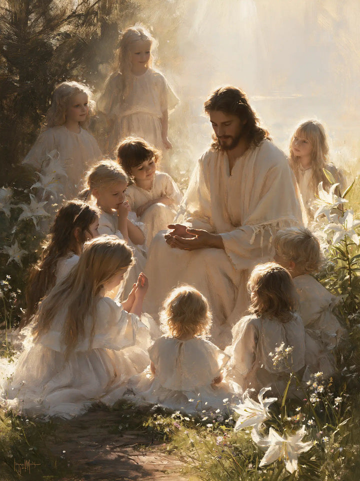Jesus and the Children — The Circle at Rest among Lilies