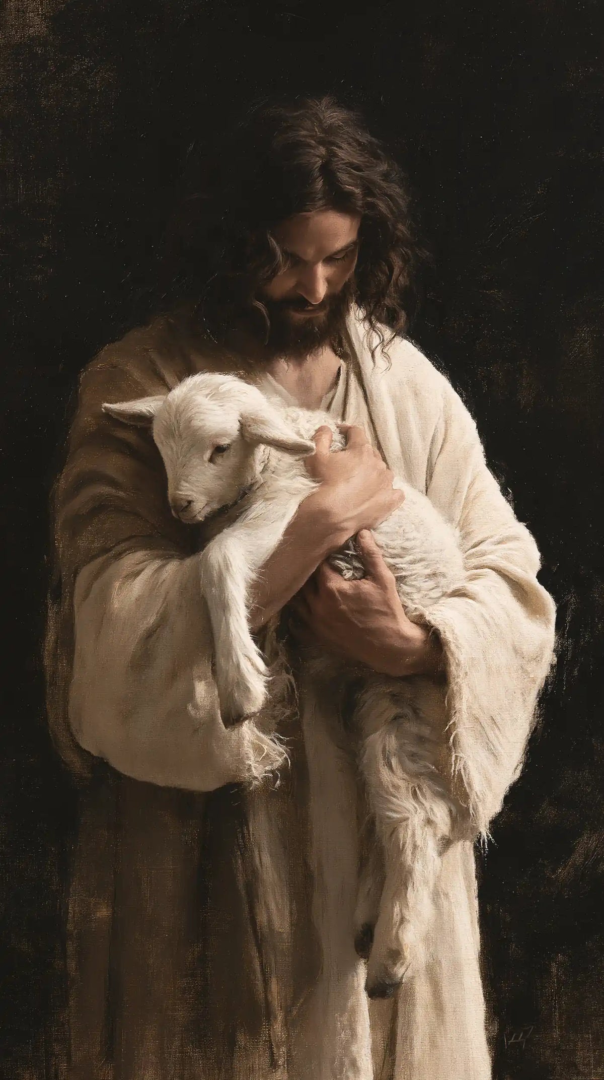 Jesus and the Lamb — Rest in the Crook of the Raised Arm
