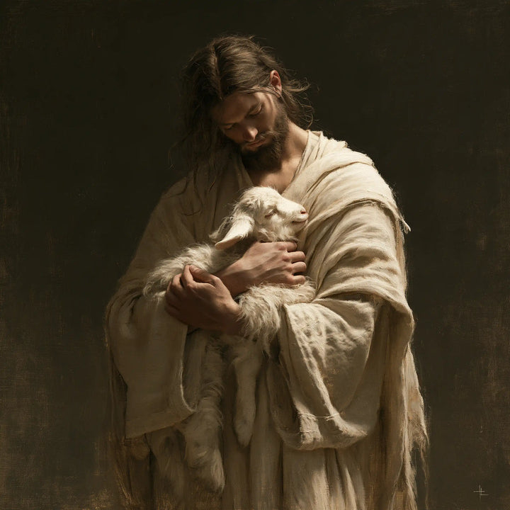 Jesus and the Lamb - Contemporary Minimalism · Square n° 7