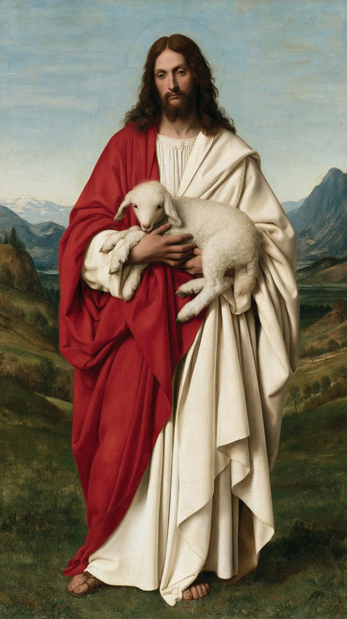 Jesus with a lamb in Florentine Renaissance style in Florentine Renaissance style, portrait Christian artwork no. 4