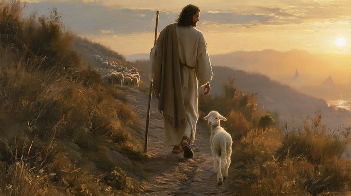 Jesus and the Lamb — The Path Above the Distant Roofs