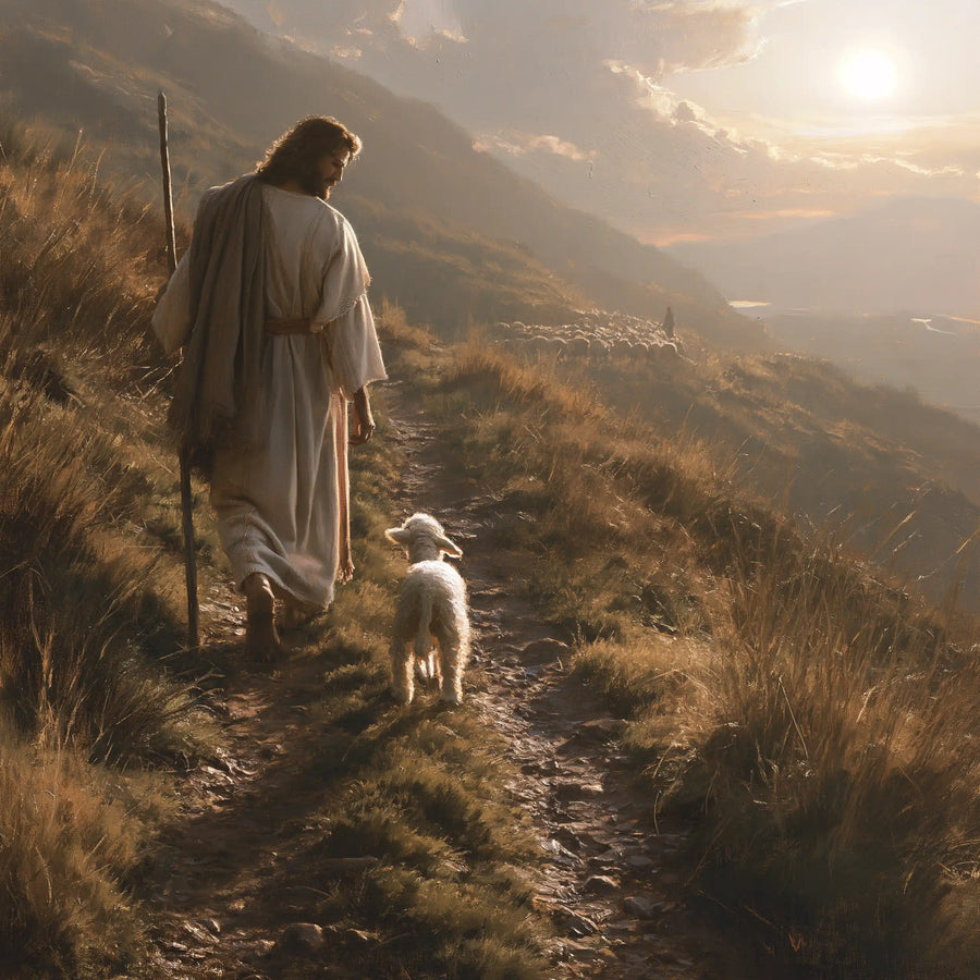 Jesus and the Lamb - Jesus Guiding the Lamb · Square n° 1