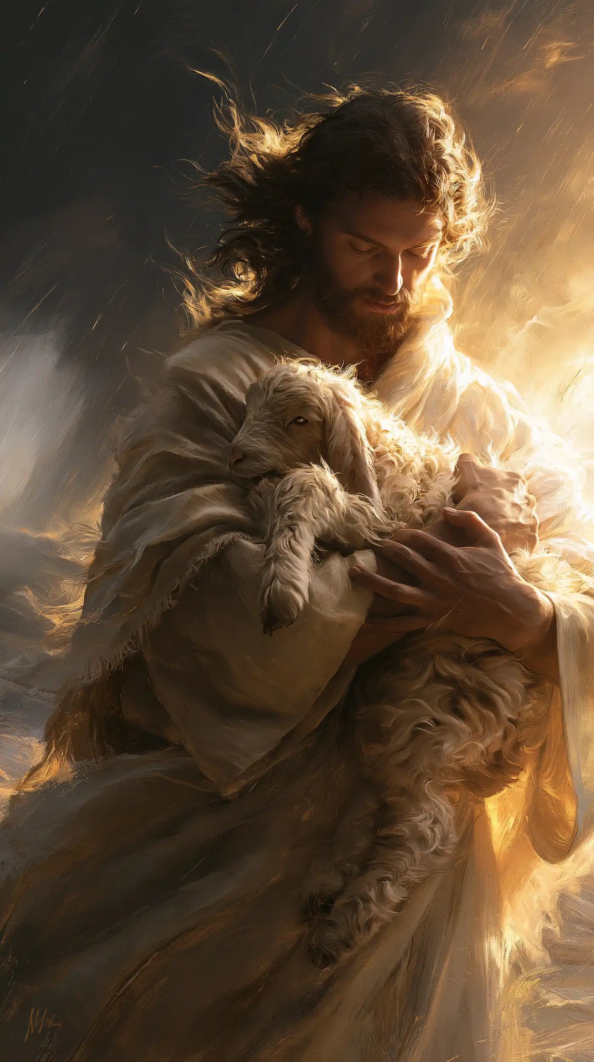Jesus and the Lamb — The Storm at the Threshold of His Arms