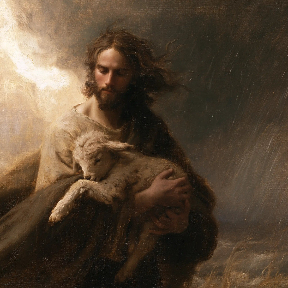 Jesus and the Lamb - Jesus Protecting the Lamb · Square n° 7