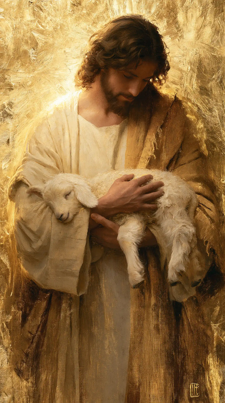 Jesus and the Lamb - Sacred Gold · Portrait n° 3