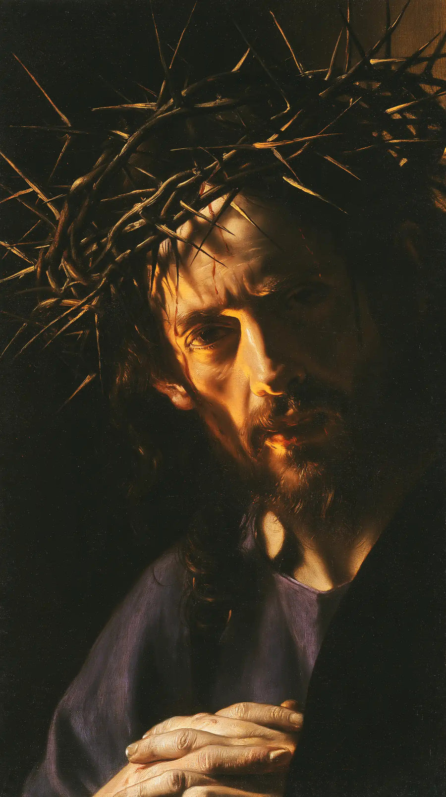 Jesus Crowned with Thorns — Pale Hands at the Foot of Shadow