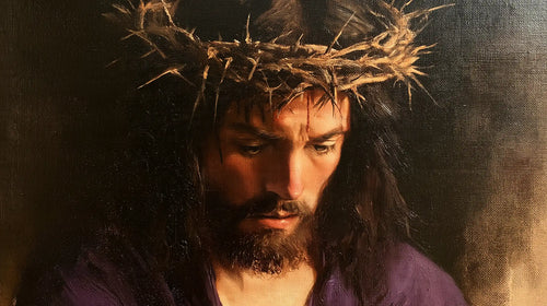 Jesus crowned with thorns in a minimalist composition in Contemporary Minimalism style, landscape Christian artwork no. 8