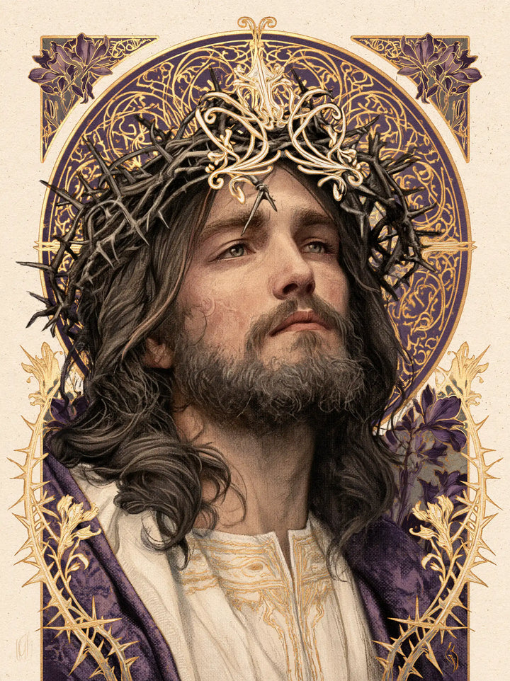 Jesus Crowned with Thorns — The Profile with Ivory Leaves