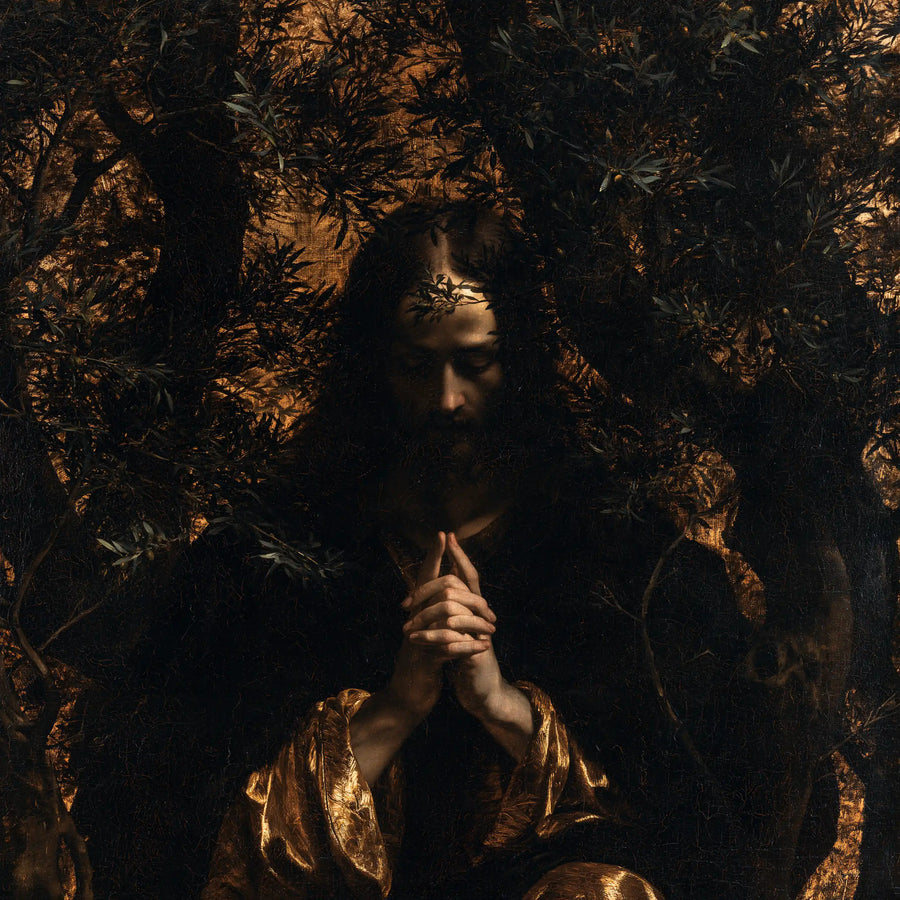 Jesus in Gethsemane — Hands in Black Velvet