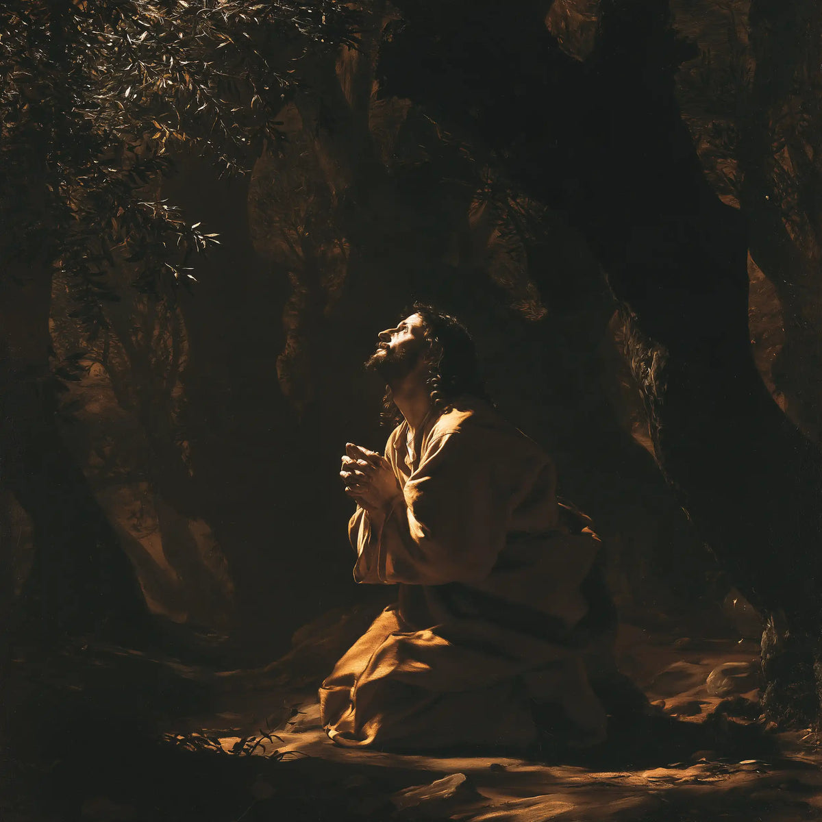 Jesus in Gethsemane - Caravaggio Tenebrism · Square n° 2
