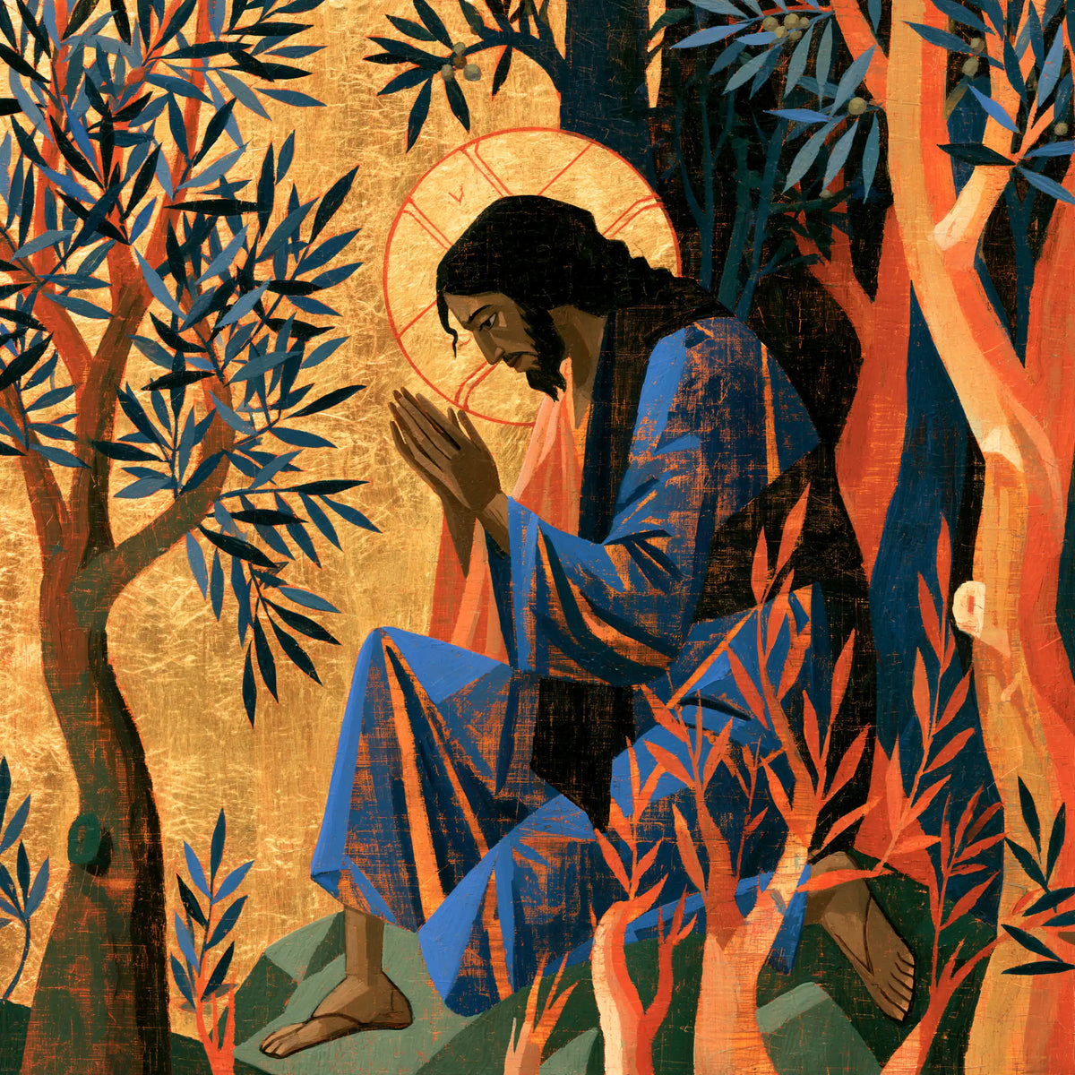 Jesus in Gethsemane - Contemporary Byzantine · Square n° 4