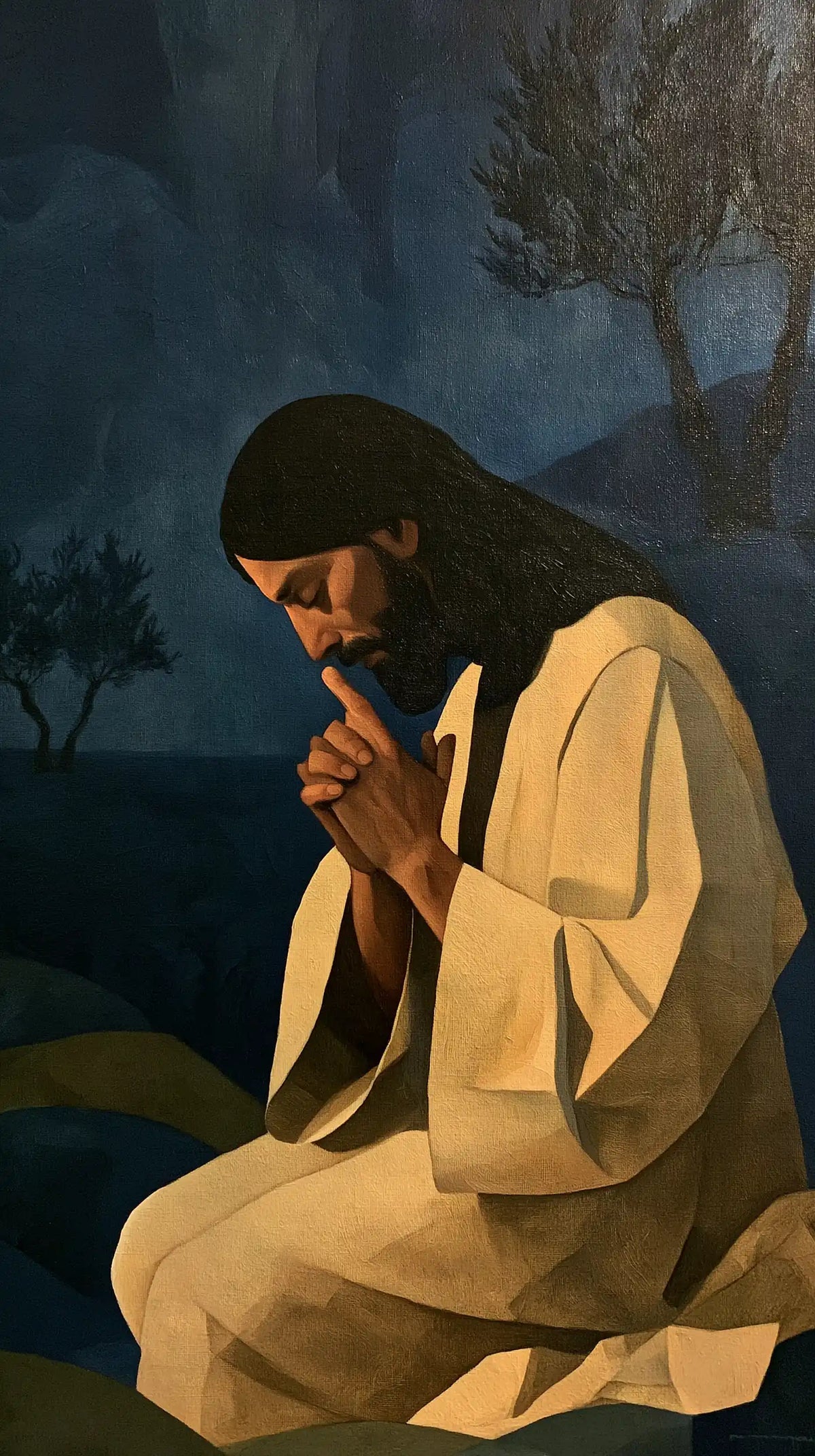 Jesus in Gethsemane — Humility in Sandy Folds