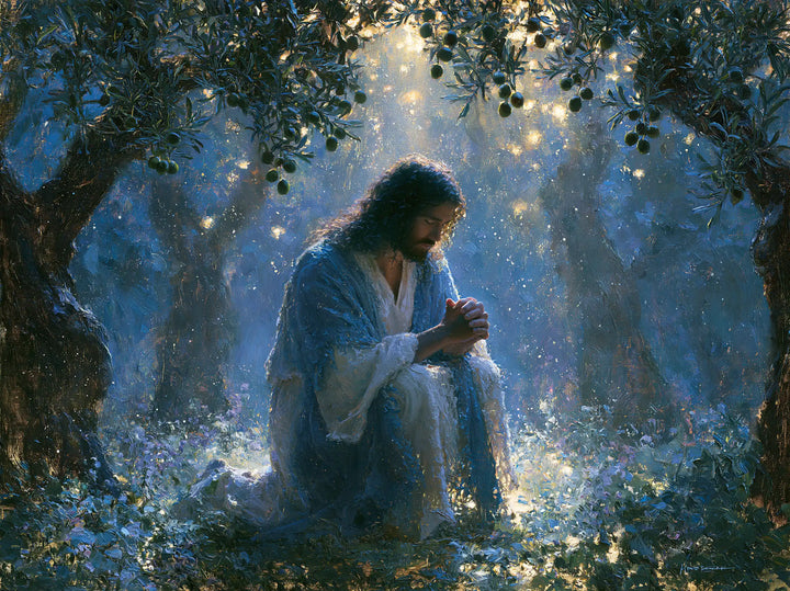 Jesus in Gethsemane — The Vigil beneath Shimmering Leaves