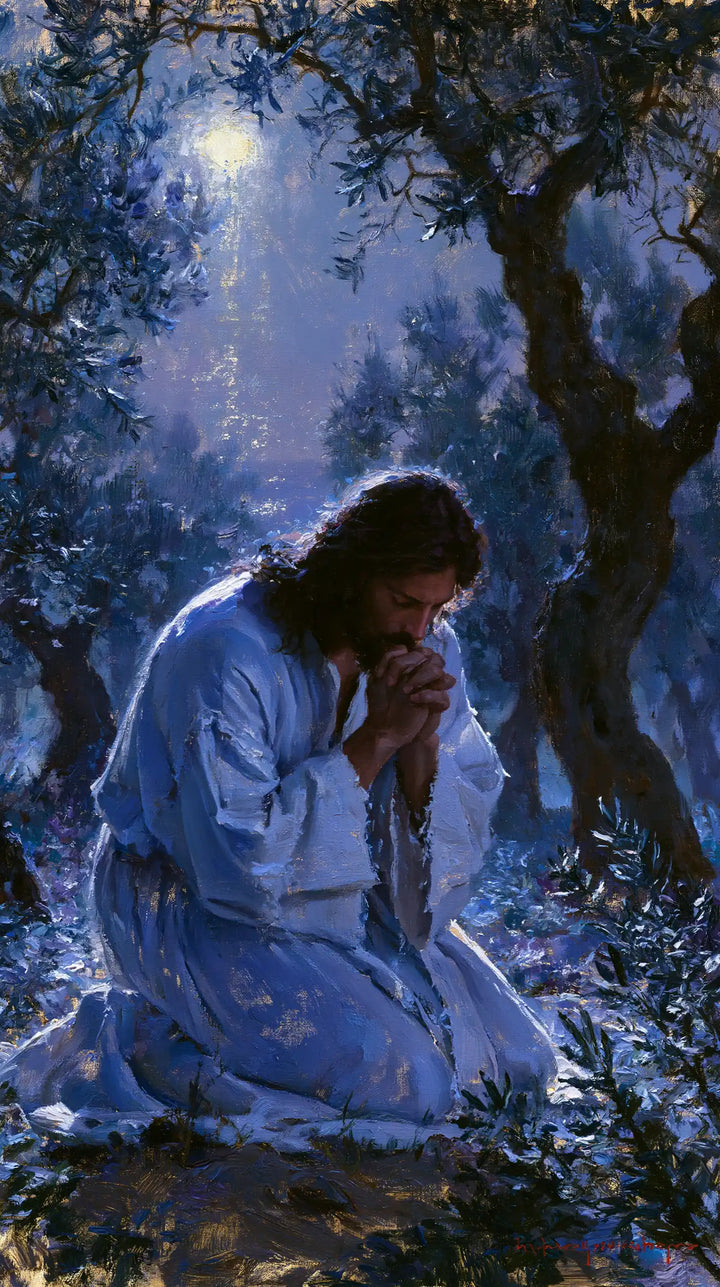 Jesus in Gethsemane — Orison in the Lavender Beam