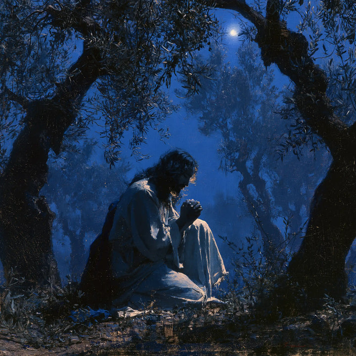 Jesus in Gethsemane - Midnight Blue Chiaroscuro · Square n° 1