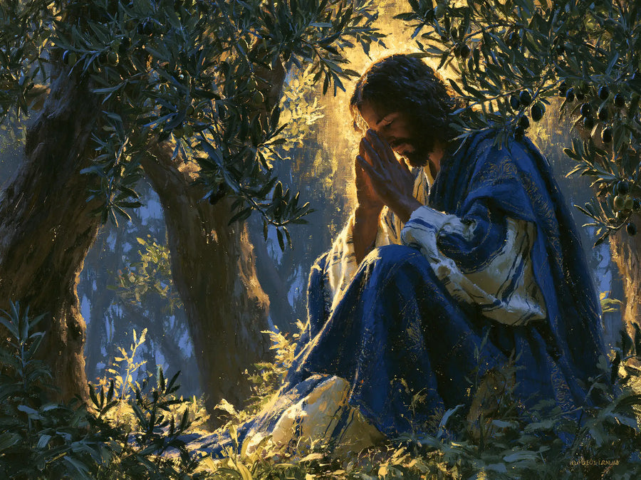 Jesus in Gethsemane — Hands Sheltering the Brow