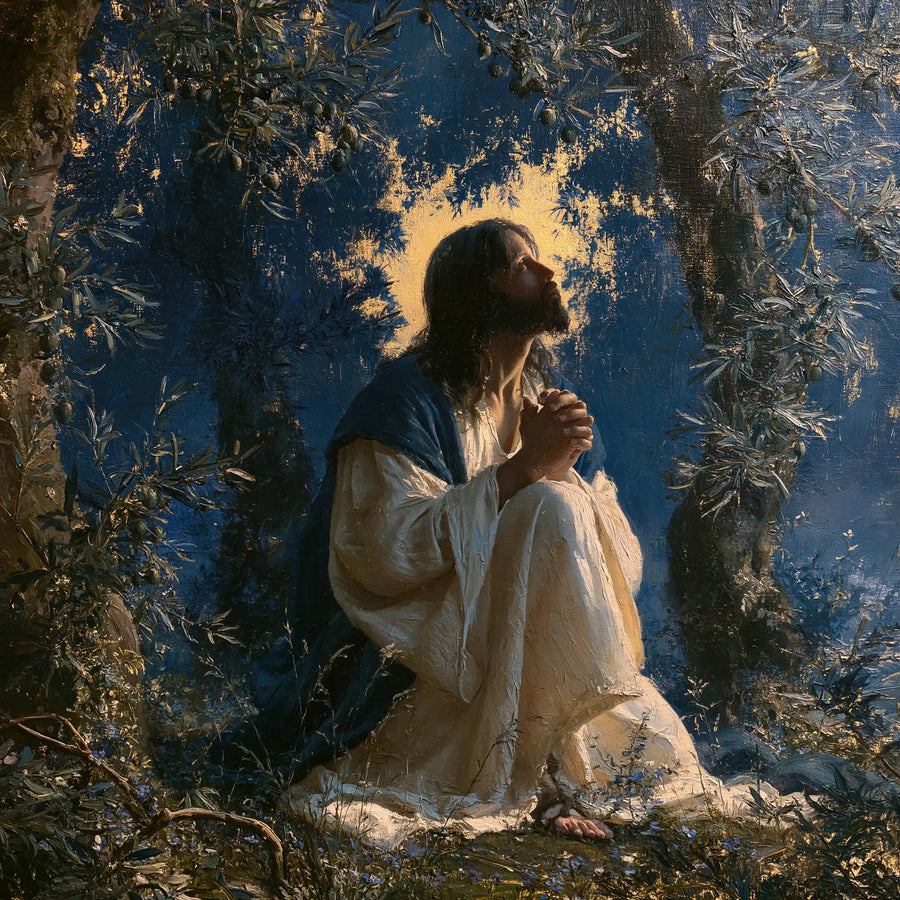 Jesus in Gethsemane — The Halo Scattered into Evening Blue