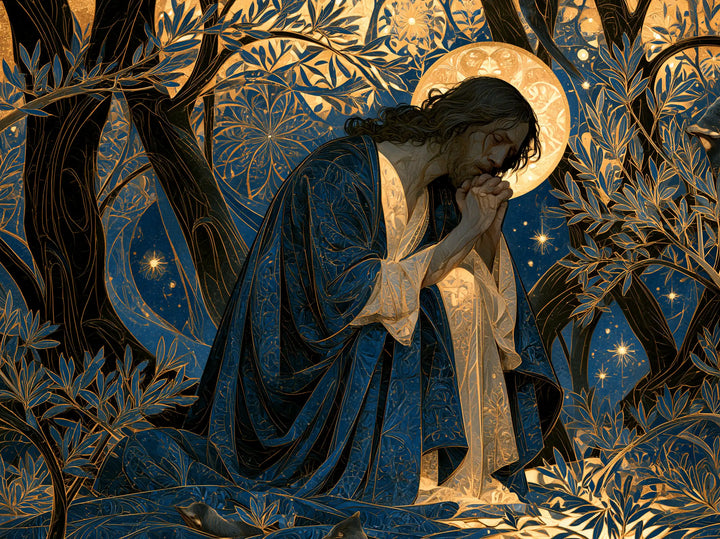 Jesus in Gethsemane — Prayer beneath the Starry Cloak