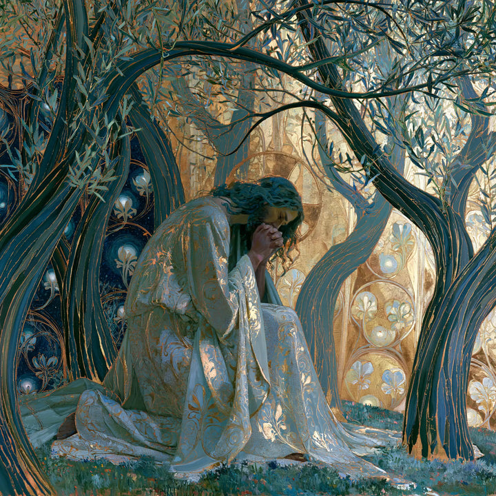 Jesus in Gethsemane - Sacred Art Nouveau · Square n° 2