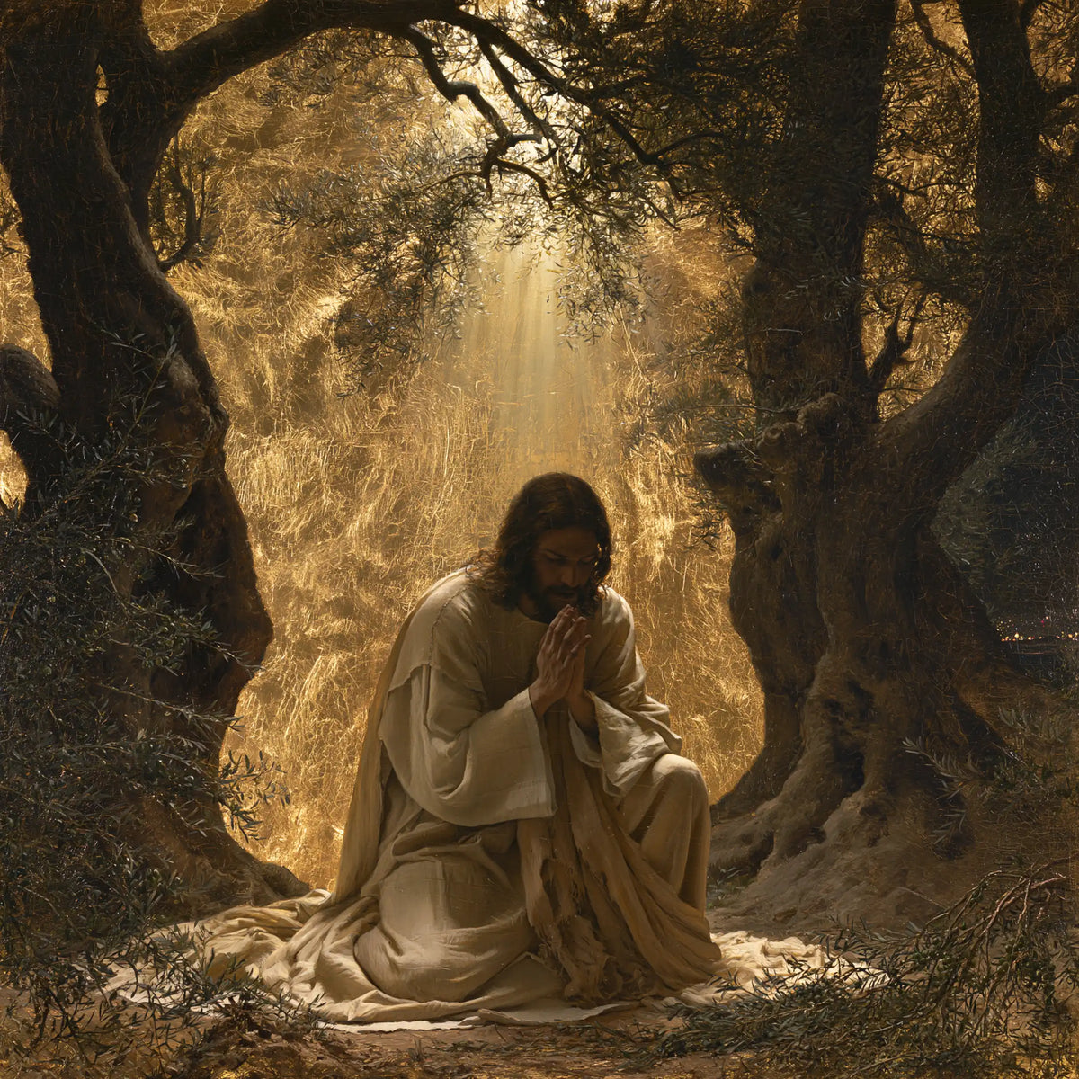 Jesus in Gethsemane - Sacred Gold · Square n° 3