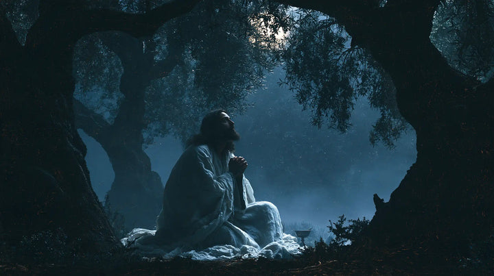 Jesus in Gethsemane — The Gaze toward the Moon between Branches