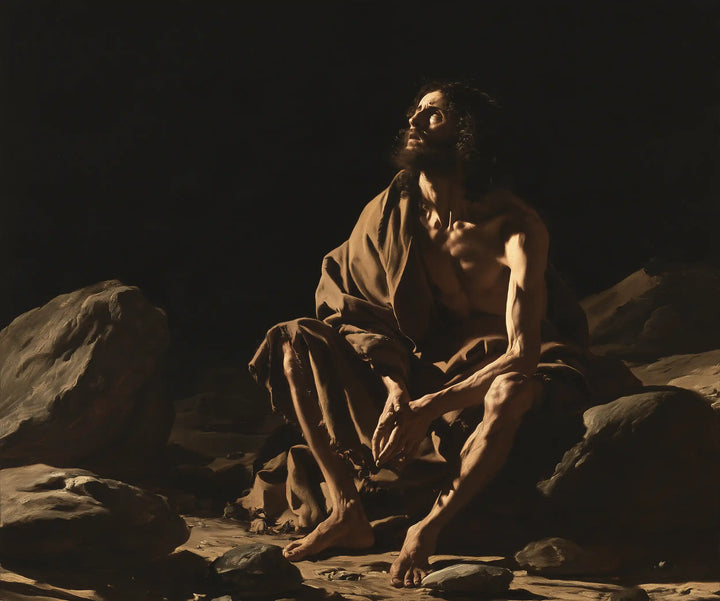 Jesus in the Desert - Caravaggio Tenebrism · Landscape n° 1