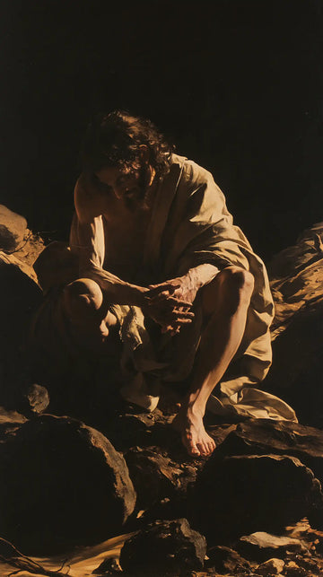 Jesus in the Desert - Caravaggio Tenebrism · Portrait n° 14
