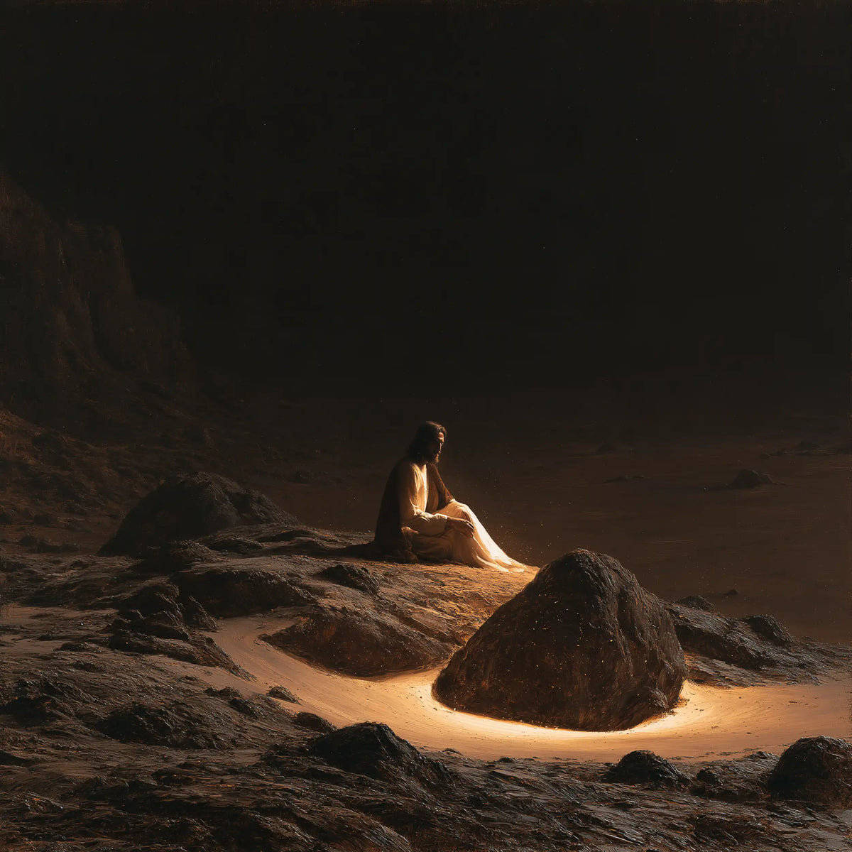 Jesus in the Desert — The Island of Light in the Nocturnal Desert