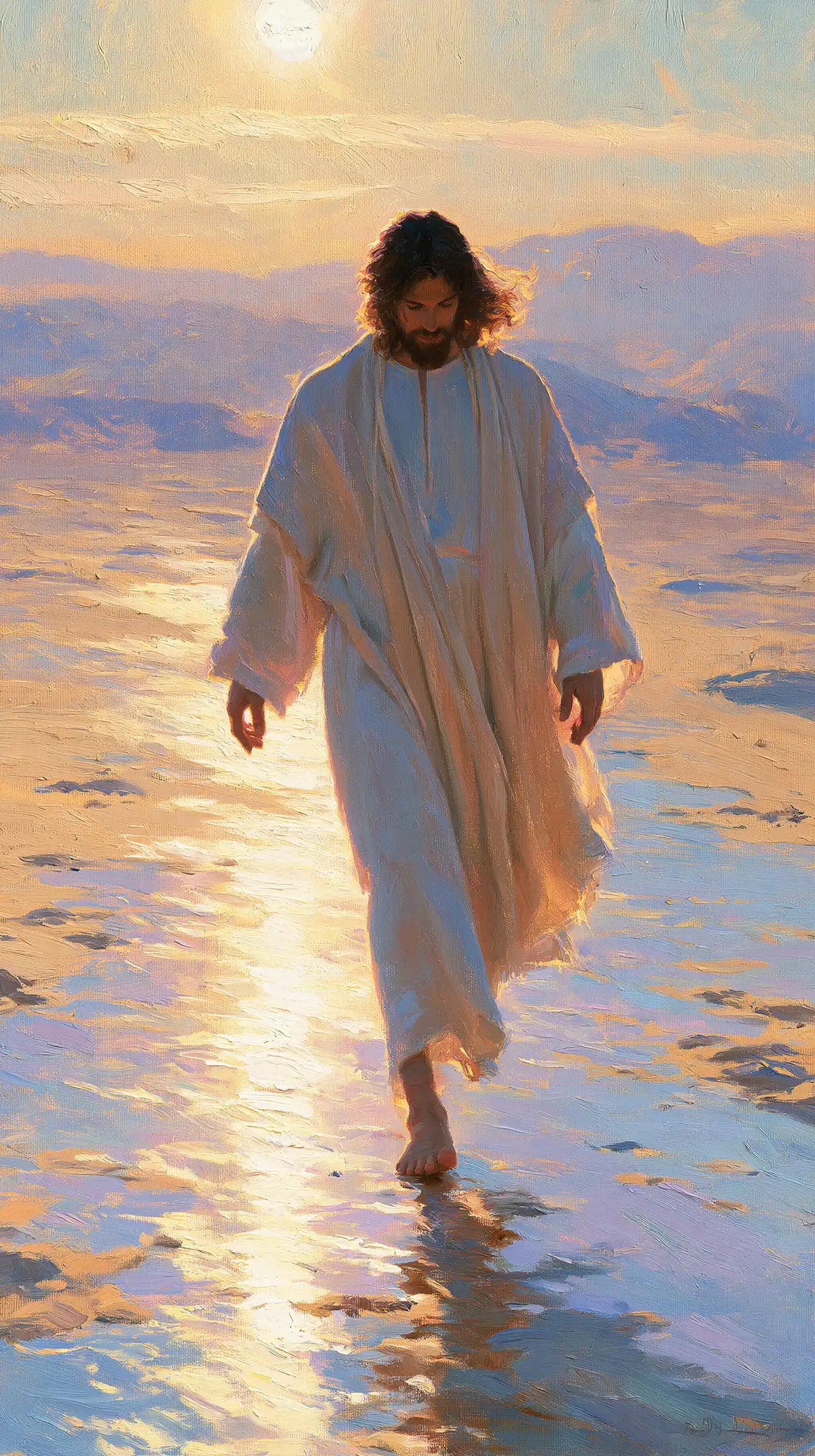 Jesus in the desert during the temptation in Impressionist style, portrait Christian artwork no. 15
