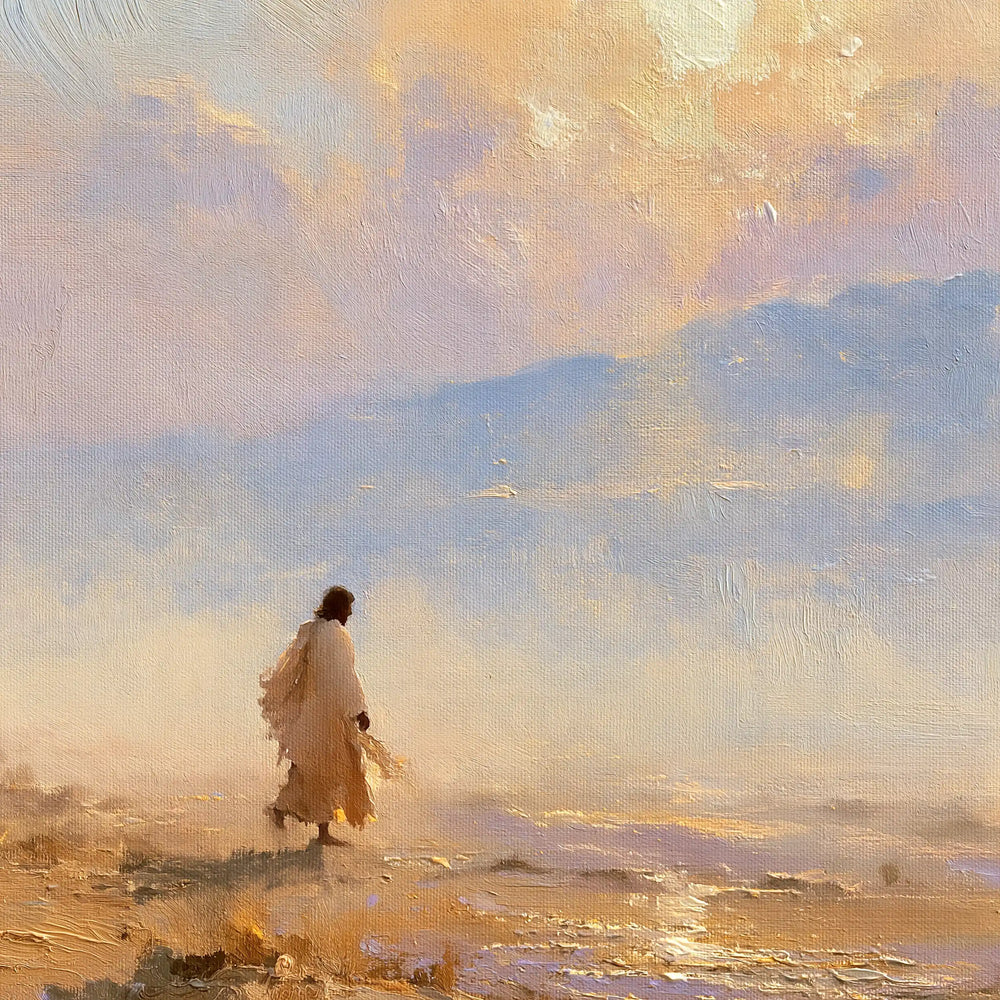 Jesus in the desert during the temptation in Impressionist style, square Christian artwork no. 3