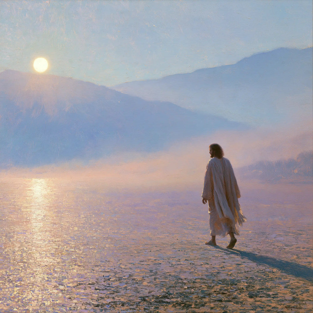 Jesus in the desert during the temptation in Impressionist style, square Christian artwork no. 4