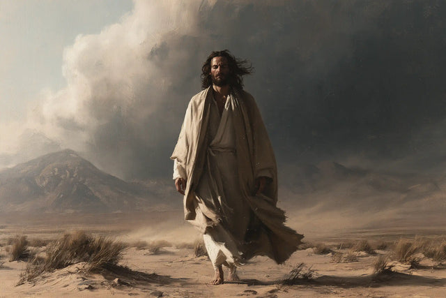 Jesus in the Desert — The Walk at the Edge of the Threatening Sky