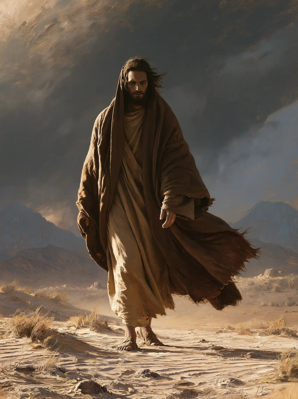 Jesus in the Desert — Earth and Brown Cloth