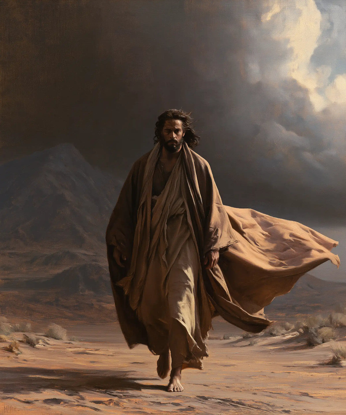 Jesus in the Desert — Tawny Cloth and the Stormy Horizon