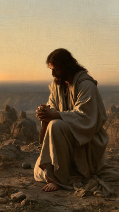 Jesus in the Desert — Hands Resting upon Linen