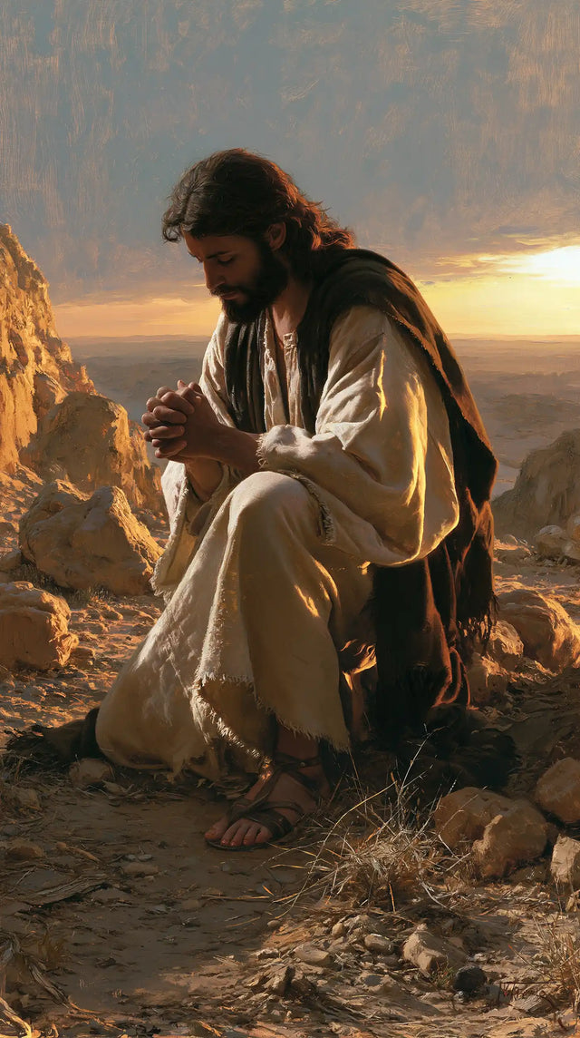 Jesus in the Desert — White Gathered beneath the Black Cloak