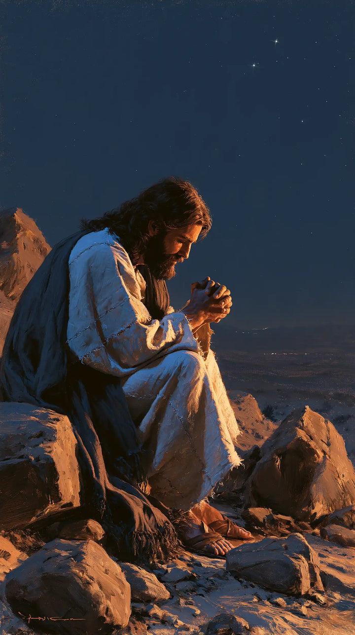 Jesus in the Desert - Midnight Blue Chiaroscuro · Portrait n° 15