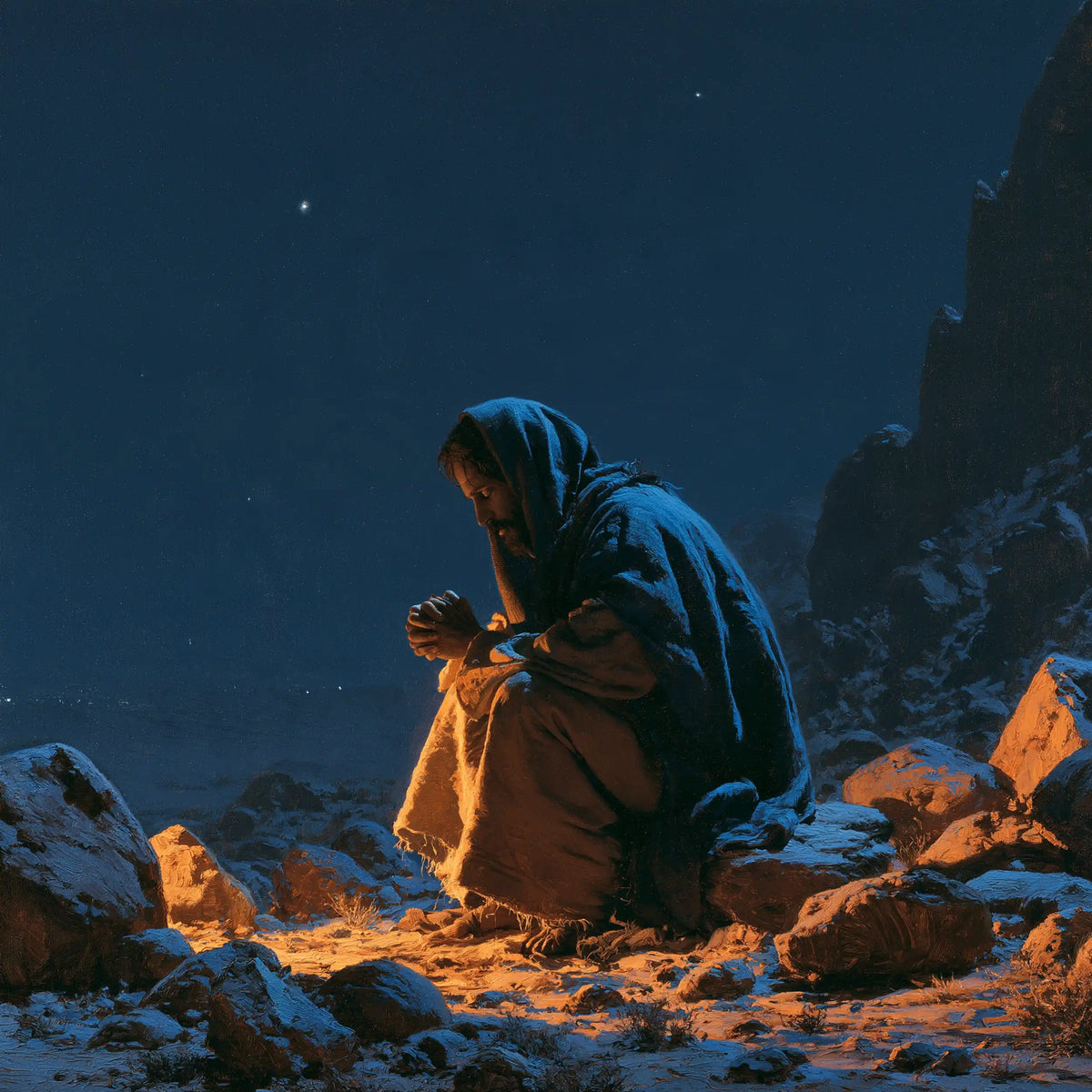 Jesus in the Desert — The Azure Cloak around Ochre