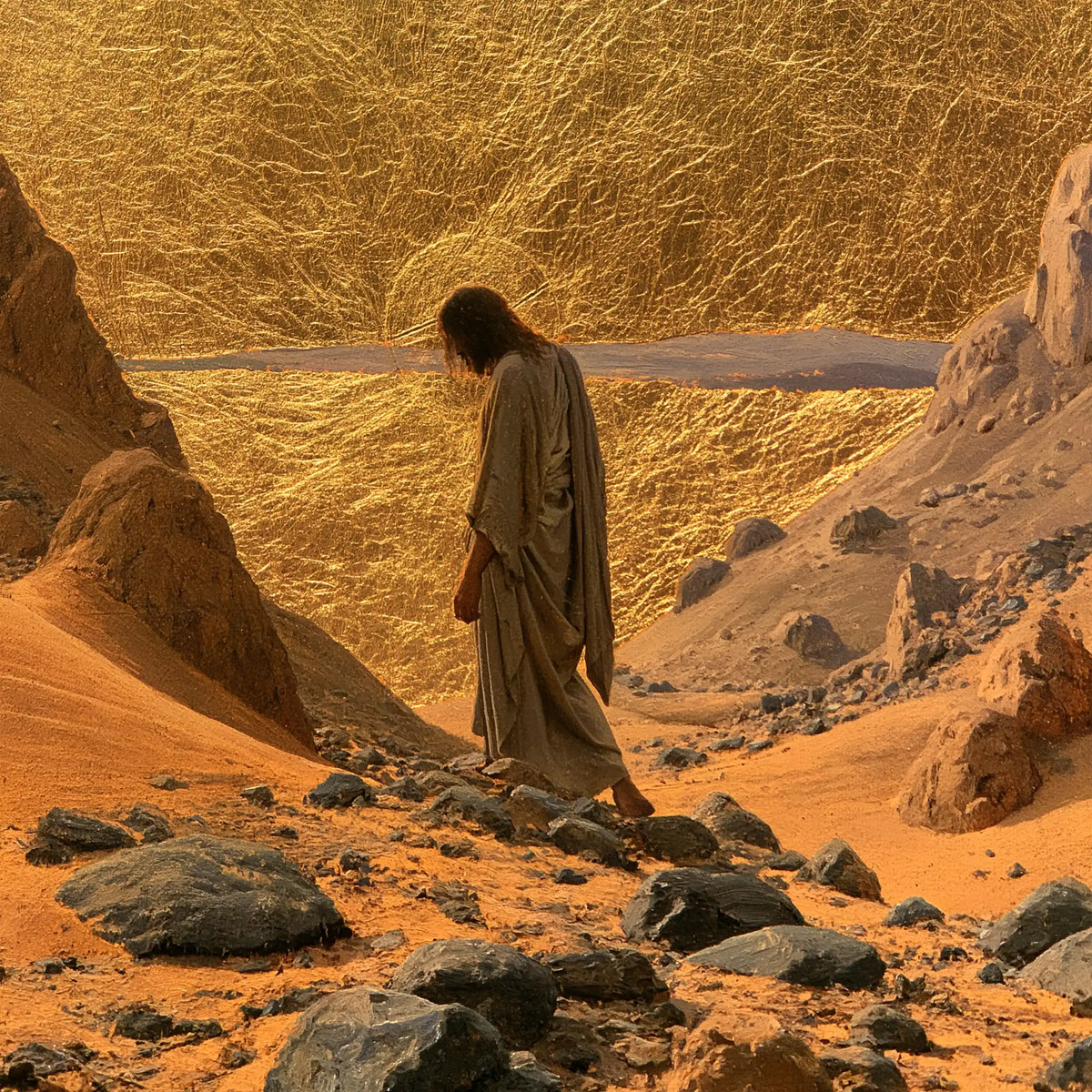 Jesus in the Desert — The Bowed Step in the Golden Valley