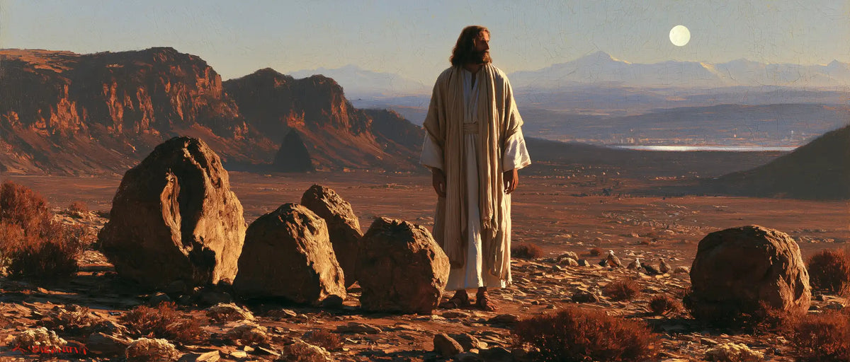 Jesus in the Desert — The Gaze beneath the Orb of the Red Cliffs