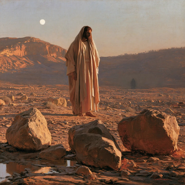 Jesus in the Desert — The Rosy Veil before the Plateau Stones