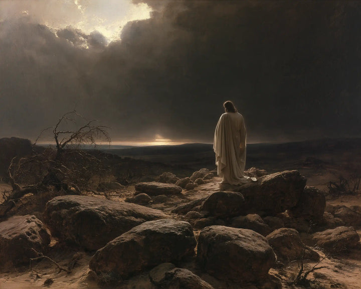 Jesus in the Desert — The Distant Glow and the Silent Traveller