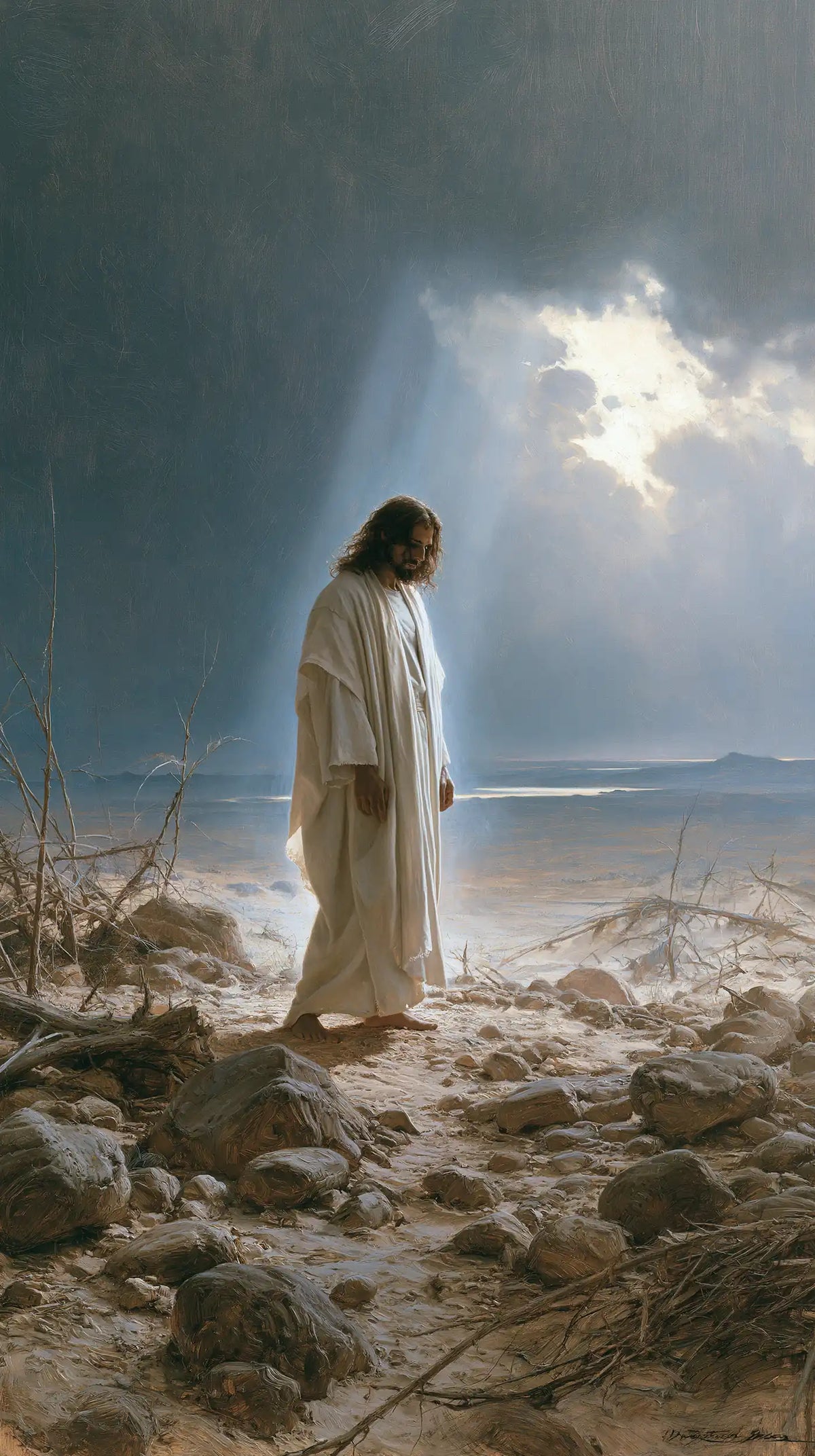 Jesus in the Desert — Contemplation beneath the Blue Opening