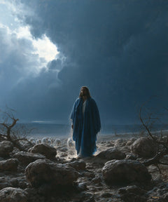 Jesus in the Desert — The Blue Mantle in the Breath of the Clearing Sky
