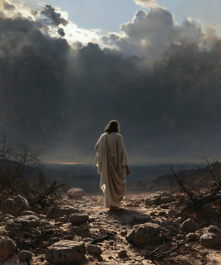 Jesus in the Desert — The Stone Path toward the Crowned Sky