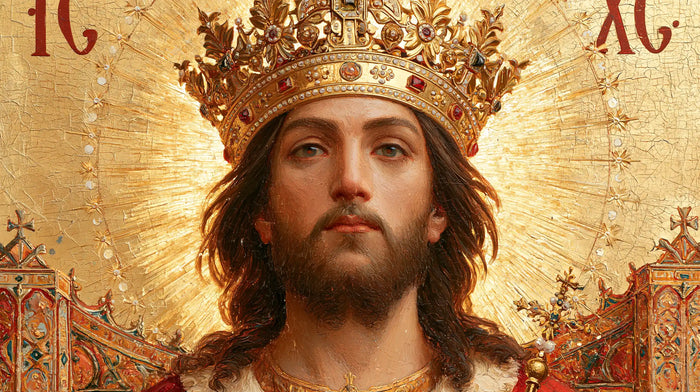Jesus the King — The Crown Against Gold Leaf