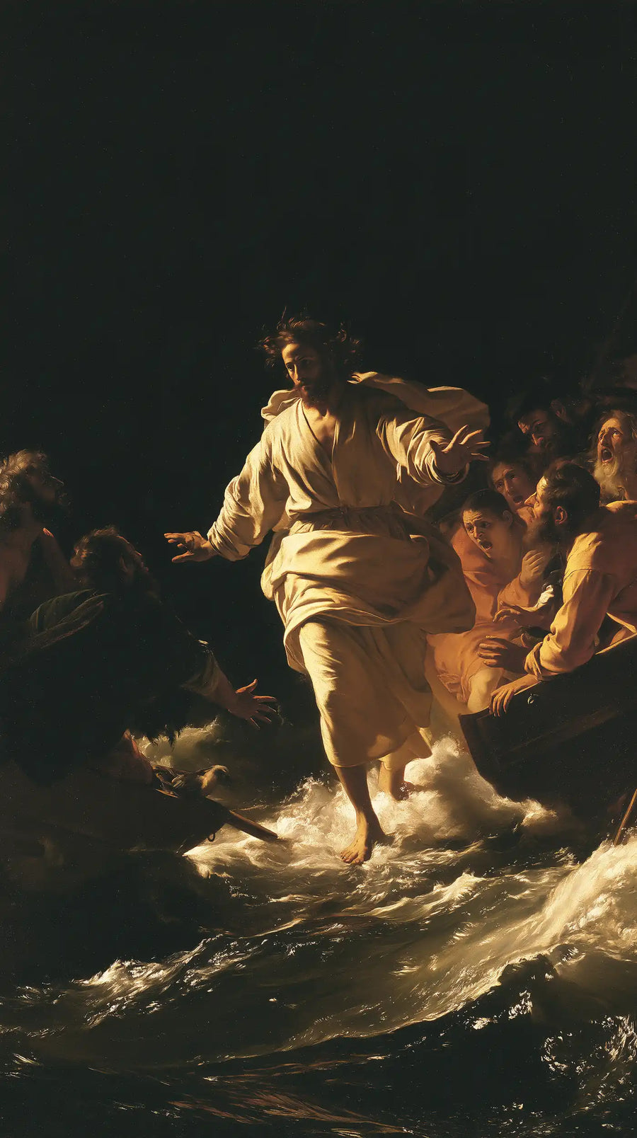 Jesus Walking on Water - Caravaggio Tenebrism · Portrait n° 29
