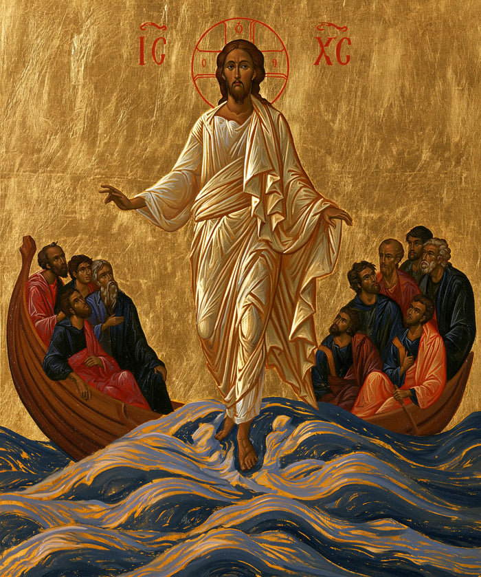 Jesus Walking on Water — The Pale Golden Robe upon the Veined Sea