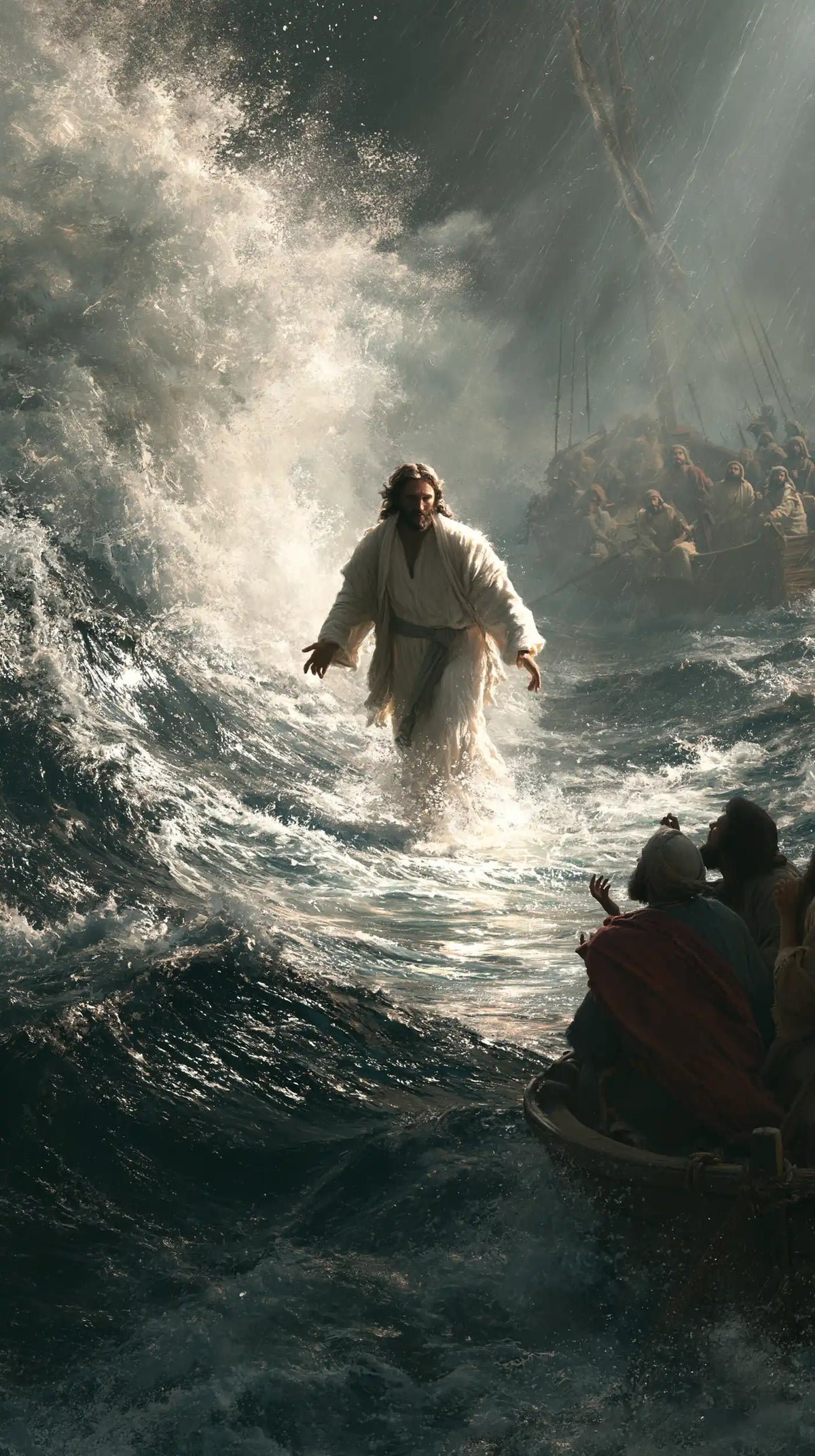 Jesus Walking on Water — Foam Rising behind the Meeting