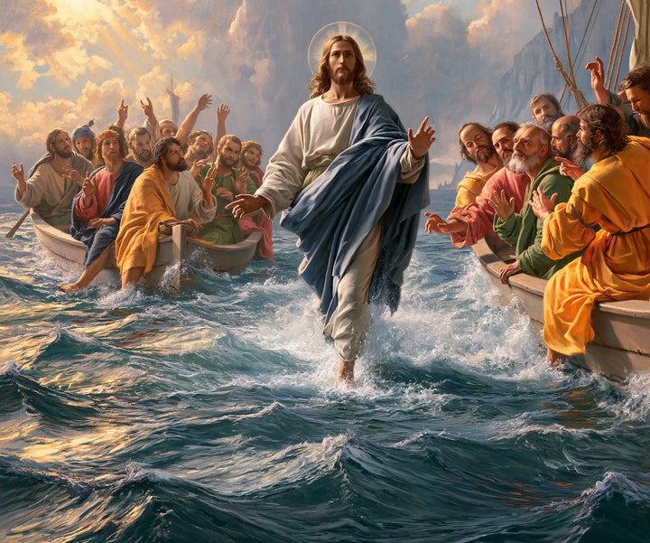 Jesus Walking on Water — Blue amid Wondering Voices